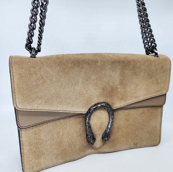 Vera Pelle EUC Italian Leather Handbag w/Gunmetal Black Chain and Snake - Picture 9 of 9